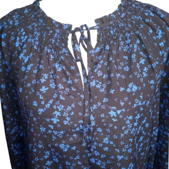 PHILOSOPHY BLACK & BLUE FLORAL PEASANT BLOUSE SZ.S EUC. - Picture 2 of 8